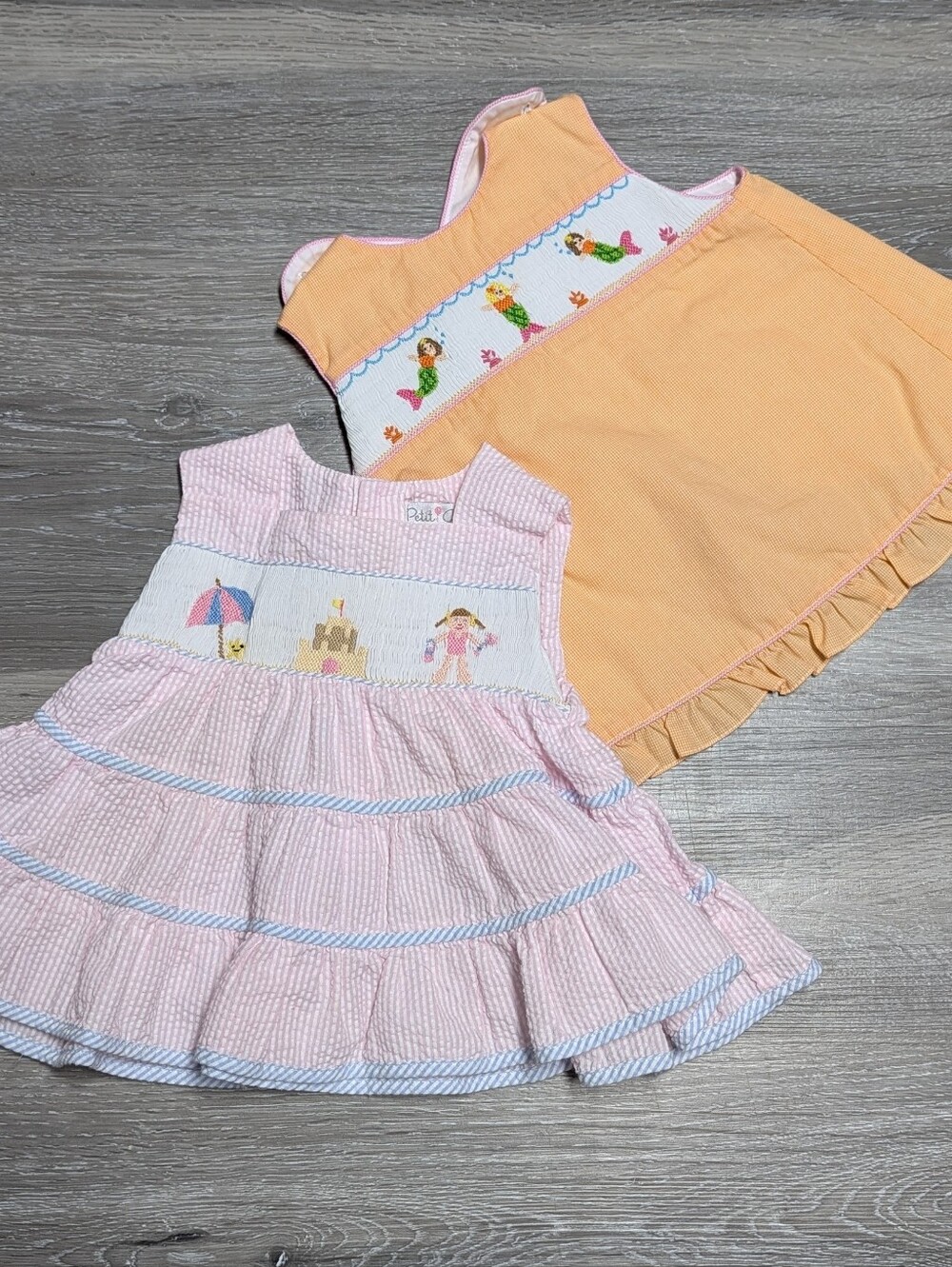 Petit Ami Size 12 Mos Lot Of 2 Dresses Beach Theme